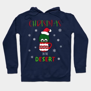 Christmas In The Desert - Cactus With A Santa Hat In A Christmas Mug Hoodie